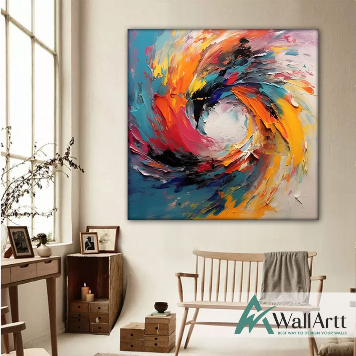 Abstract Colorful Tornado 3D Heavy Textured Partial oil Painting